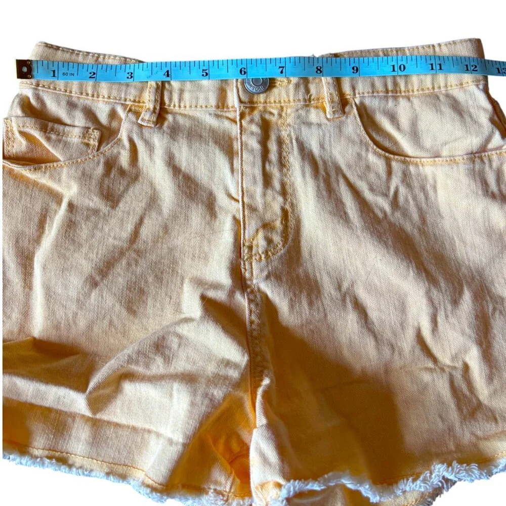 Oshkosh‎ B'Gosh girl's Cut Off Jean Shorts Size 12 Yellow Adjustable Waist